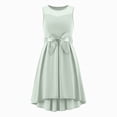 thumbnail image 5 of Larisalt Girls Mesh Summer Dress Sleeveless Crewneck Bow Tie Waist Asymmetric Bottom A-Line Dresses, 5 of 5