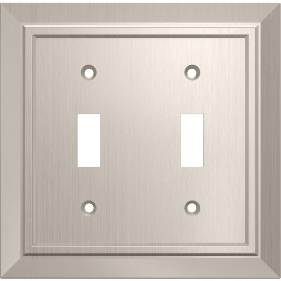 Franklin Brass Classic Architecture (1-Pack) Decorative Light Switch Cover Brushed Nickel 2-Gang Wall Plate Double Toggle Plate Covers Electrical Outlet Guard W35220-SN-C