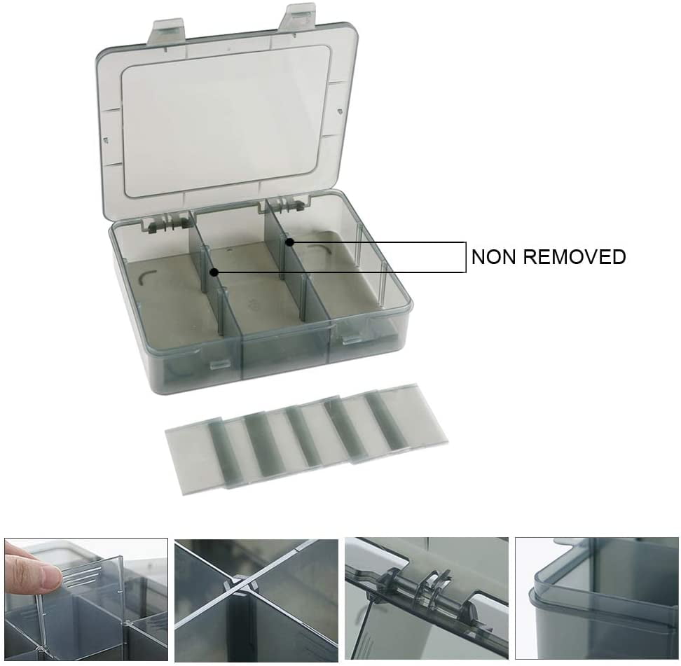 2 Pack Plastic Storage Organizer Box, Storage Container, Jewelry Organizer, Parts Storage Box with Dividers for Crafts, Beads, Buttons, Ornaments, Metal Parts(9 Grids 2 Pack)