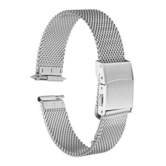 Uxcell Stainless Steel Mesh Watch Band 14mm Quick Release Metal Replacement Strap Adjustable for Men Women, Silver Tone