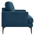 thumbnail image 3 of Loveseat Sofa Couch, Azure Navy Blue, Fabric, Living Kitchen Cafe Bistro Hospitality Restaurant, Modern Contemporary HB34291, 3 of 8