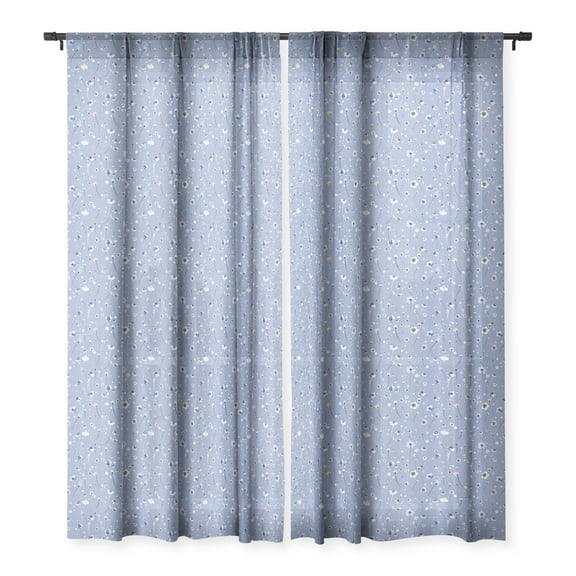 Society6 Ninola Design Soft Flowers Single Panel Sheer Window Curtain 84" x 50"
