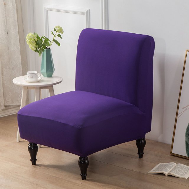 Funda de silla gruesa, paquete de medio, funda de silla elástica, funda de sofá de una pieza, sin apoyabrazos, de seda color leche y color liso