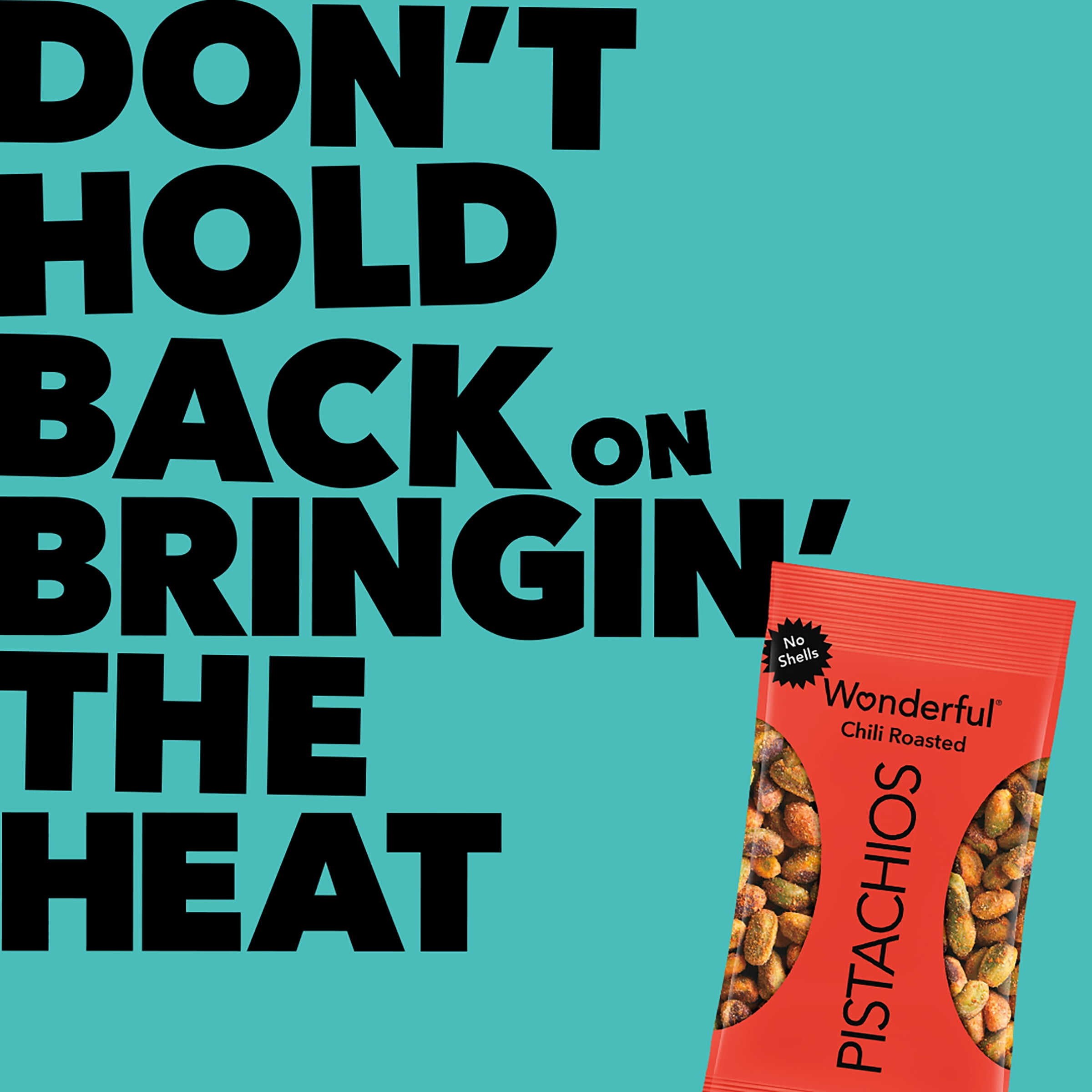 Wonderful Pistachios No Shells Chili Roasted, 2.25 oz Bags (Pack of 8)