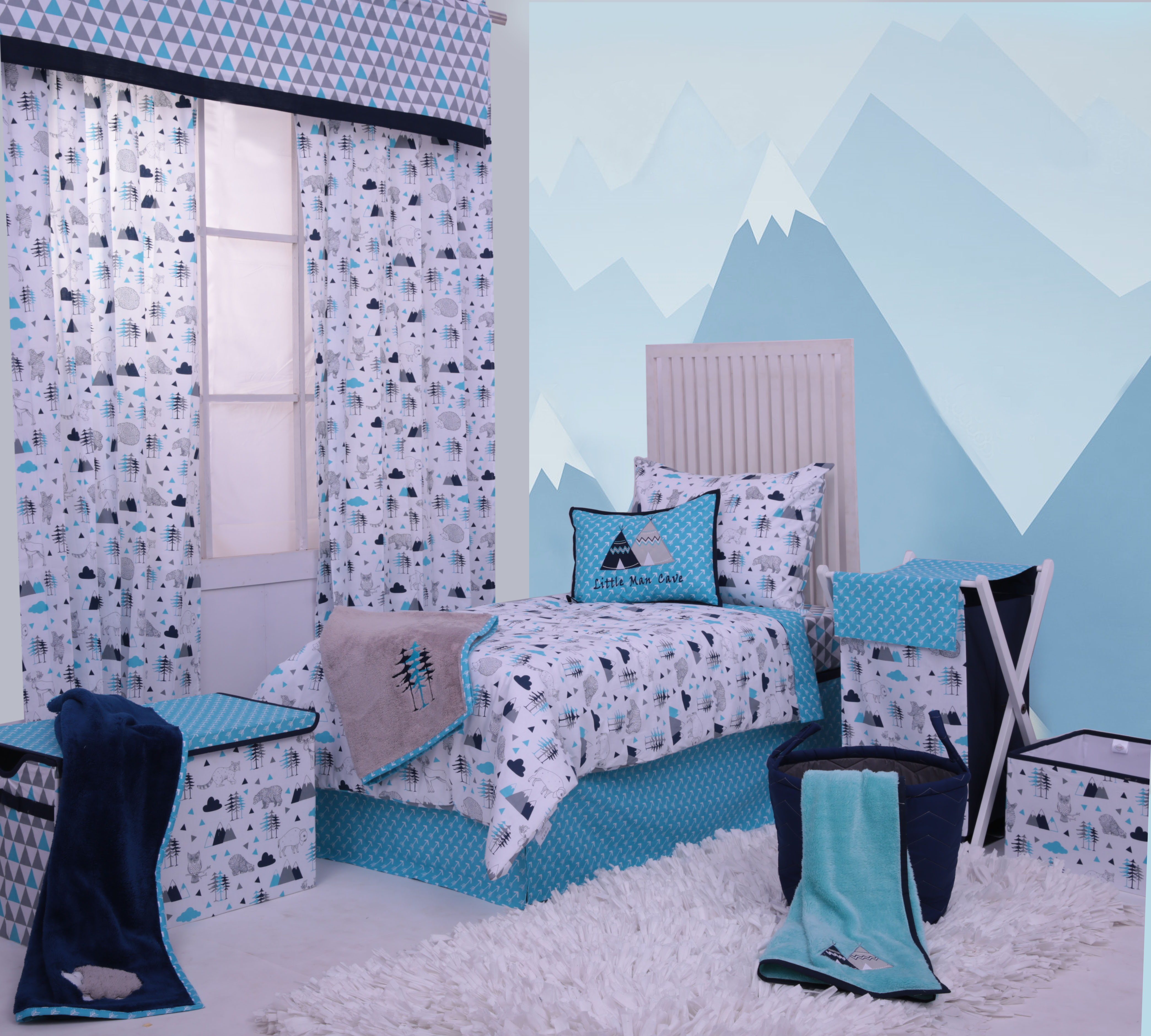 Bacati - Woodlands Aqua/Navy/Grey Boys Mobile