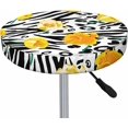 thumbnail image 3 of Velvet Bar Stool Covers Round Stool Cushion Covers Stool Chair Covers Barstool Covers Slipcovers, Stretchy Elastic Edge Soft Fabric Machine Washable, Dia 13 Inch, Yellow Roses Black Texture, 3 of 6