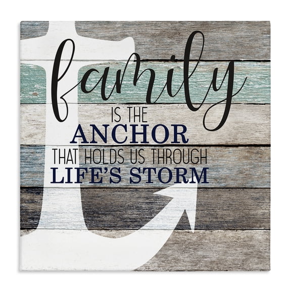 Stupell Industries Rustic Lodge Family Anchor Through Storm Canvas Art, 17 x 17, by Kim Allen