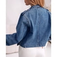thumbnail image 4 of ChicMe Women's Denim Jackets Button up Stand Collar Long Sleeve Jeans Jacket Casual Lightweight Fall Coat Blue-L, 4 of 9