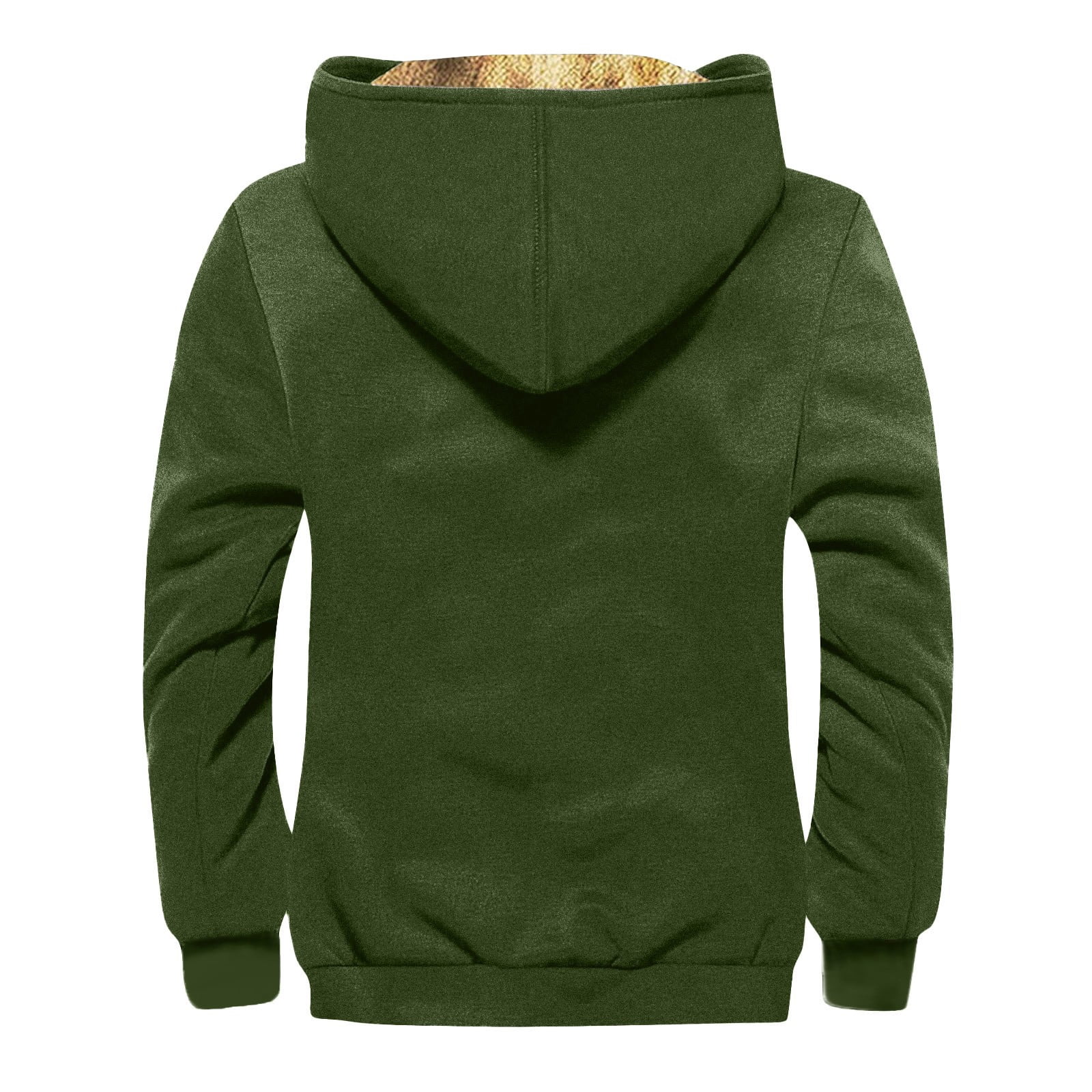 GIPQJK Mens Fleece Jacket Plus Size Sherpa Lined Full-Zip Hood 2024 Winter Coats Big and Tall Usa Flag Print Thickened Fleece Hiking Coat with Pockets,Army Green L