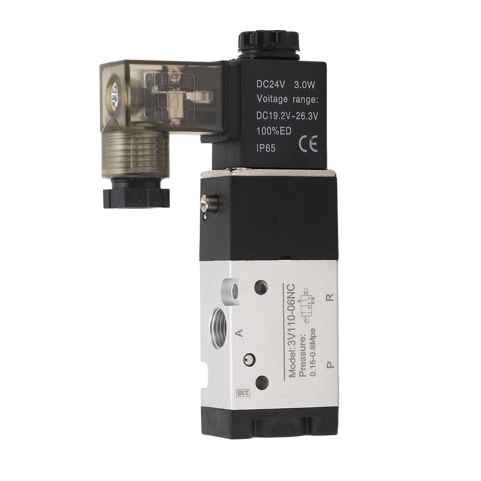 Électrovanne Pneumatique 3 Voies 2 Positions NC (normalement Fermée) - 1/8" BSP, 0-0.08 MPa, DC24V