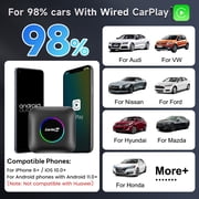 Carlinkit AI Box Android 13 - Wireless CarPlay Adapter, 8GB+128GB, Qualcomm 6225, Supports Android Auto & Google Play, Video Streaming, for Wired CarPlay Cars