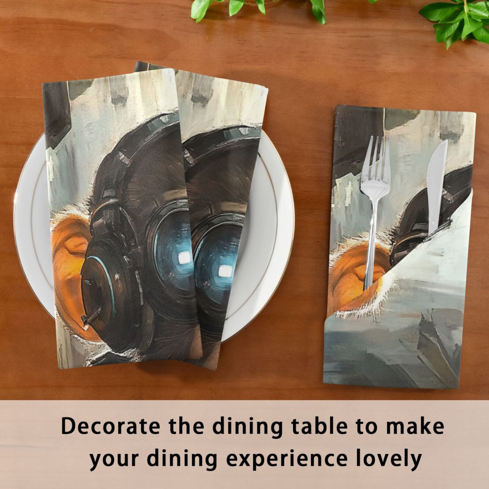 JSTEL Cute Cyberpunk Monkey Cloth Napkins Set of 6, 20x20 Inch Washable and Reusable Napkin for Decoupage Dinner Party Everyday Use