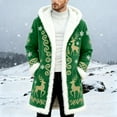 thumbnail image 3 of Christmas Men's Long Cardigan Hoodies Women Unisex Santa Claus Trim Warm Hooded Coat with Pocket Cozy Winter Outerwear, 3 of 4