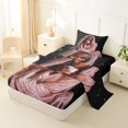 thumbnail image 2 of Castle Fairy Glam Black Woman Twin Sheets 3pcs,Stars Print Bedding,Pink White,1 Fitted Sheet, 1 Flat Sheet and 1 Pillowcase, 2 of 6