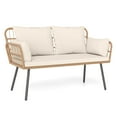 thumbnail image 1 of Costway Patio Wicker Loveseat Furniture with Seat Back Cushions, Heavy-Duty Metal Legs Off-White, 1 of 9