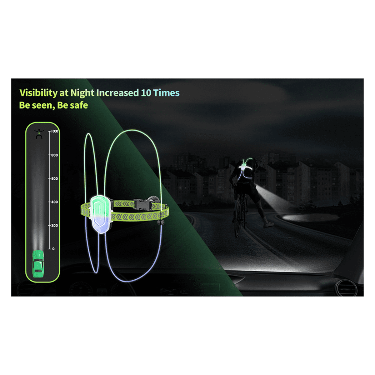 Night Outdoor Sport LED Vest 360° Reflective High Visibility Flash Safety LED Fiber Optic Night Running Riding Colorful,1 * Strap-Type Led Running Light 1 * Power Cord