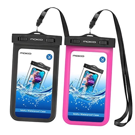 MoKo Waterproof Phone Pouch [2 Pack], Underwater Cellphone Case Dry Bag with Lanyard