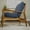 Indigo Blue, variant on Grain Wood Furniture Solid Wood Mid Century Lounge Chair with Indigo Blue Cushions