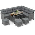 thumbnail image 2 of Costway 7 PCS Patio Dining Furniture Set PE Rattan Sectional Sofa Set with Soft Cushions Gray, 2 of 11