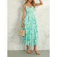thumbnail image 3 of Musuos Women Floral Print Long Dress V-Neck Tiered Ruffles Sleeveless Cami Dress Summer Casual Beach Party Dress, 3 of 10