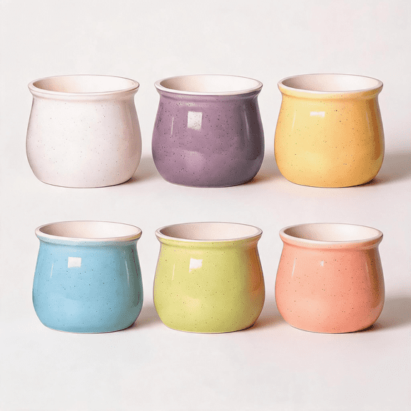 Generic 6-Pack Handcrafted Macaron Ceramic Pots for Plants, 3.15" Top x 3.94" Base Succulent Planters with Drainage (Pots Only)