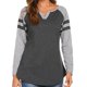 thumbnail image 2 of Tops Para Mujer Camisas de Manga Larga Empalme de Otoño Cuello en V Colores Contrastantes Mangas Raglán Camisa de Fondo de Punto Odeerbi  ODB151126, 2 of 7