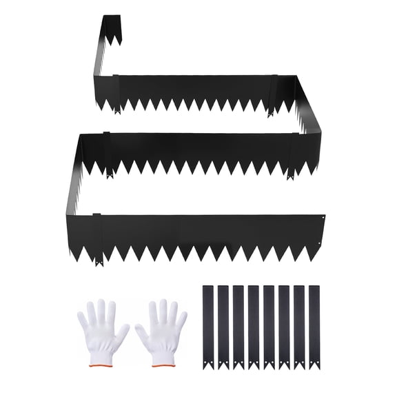 VEVOR Galvanized Steel Landscape Edging, 6-Pack 40 x 10 Inch Metal Edging for Landscaping with 8 Mounting Clips, Heavy Duty Metal Garden Edge Border for Flower Bed, Yard Pathway, Black