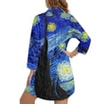 thumbnail image 2 of Xoenoiee Starry Night Print Womens Modern Swimsuit Cover Up Button Down Shirt Dresses Tops V Neck Loose Bathing Suit Casual Blouse Resort Wear, S, 2 of 7