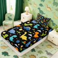 thumbnail image 2 of Manfei Cute Cartoon Dinosaur Animals Fitted Sheet Queen,Kawaii Stars Bedding,Blue Black,3 Pieces,1 Fitted Sheet and 2 Pillowcases, 2 of 6