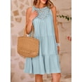 thumbnail image 3 of SHIBEVER Halter Dresses for Women Summer Sleeveless A-Line Tiered Swing Sundress for Womens Clothes Mini Dress Casual Hollow Out Beach Vacation Lace Crochet Babydoll Dresses, 3 of 9