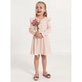 thumbnail image 5 of Gyratedream Toddler Fall Winter Long Sleeve Dress Ruffle Long Sleeve Ribbed Knit Button Down Casual Dresses 2-7 Years, 5 of 9