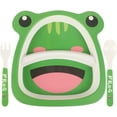 thumbnail image 2 of 1 Set Bamboo Fiber Kids Dinnerware Set Cartoon Frog Design Divided Plates for Toddlers Cartoon Animal Style Plate Dinner Plate Divided Food Plate, 2 of 9