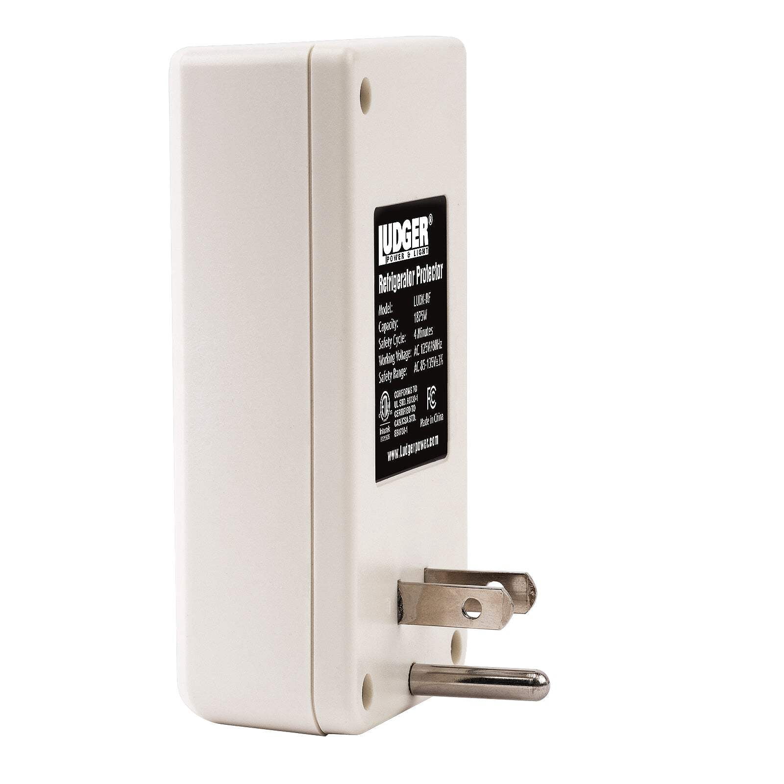 Ludger Power Surge Protector for Refrigerator (LUDX-RF), ETL Certified, Connects to Most Domestic Refrigerators, 4-Minute Safety Cycle, 3 Modes LED Indicator, Fire-Resistant Shell