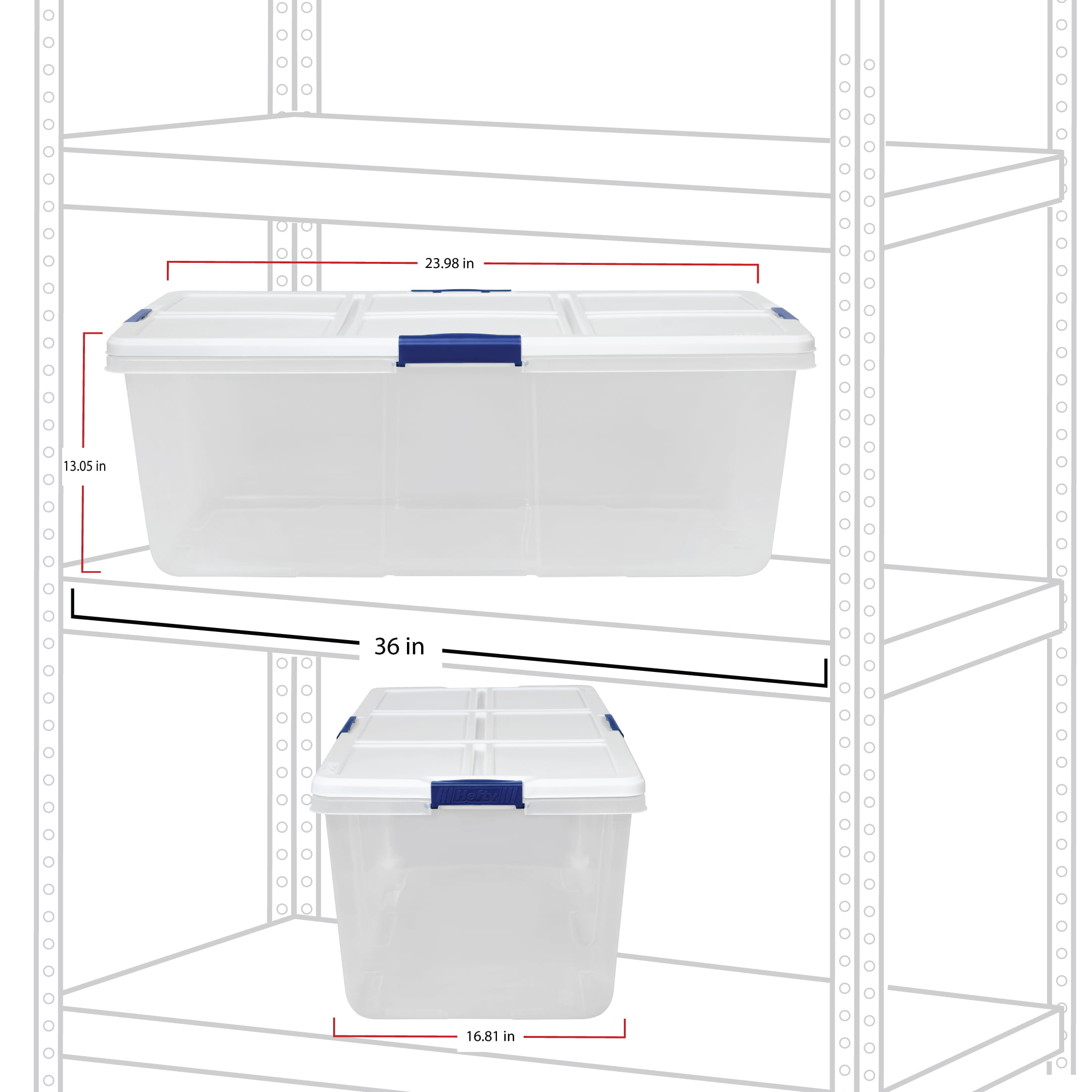 4-Packs Hefty Storage Solutions 100 Quart Latch Lid Storage Bin  W/Reinforced Rim