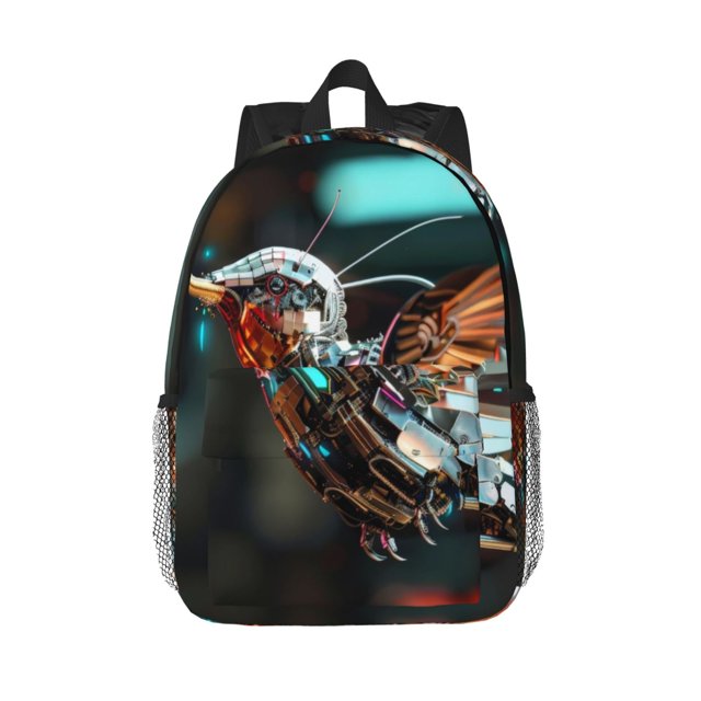 Disketp Futuristic Robot Hummingbird Mochila Escolar de 15 Pulgadas, Mochila Ligera para Estudiantes, Viajes y Trabajo, Cómoda y Resistente para el Uso Diario