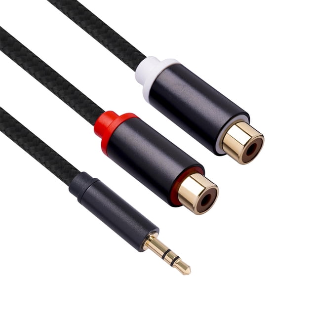 Cable de Sonido estéreo CUTICAT de 30 cm Papel de aluminio de 3,5 mm a 2 RCA Splitter para controlador de DJ Mezclador Sistema estéreo