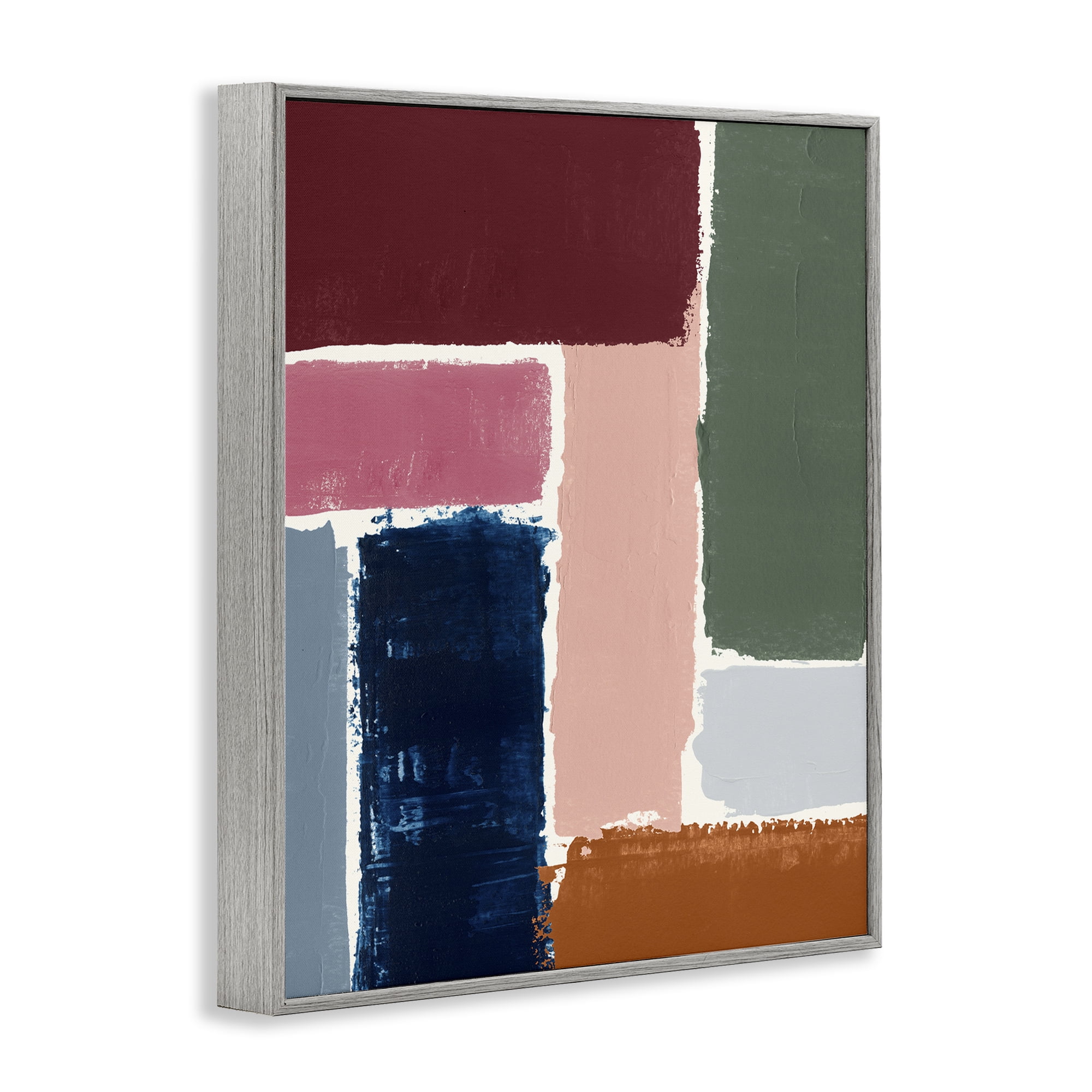 Stupell Industries Rectangular Shapes Pattern Abstract Painting Gray Framed Art Print Wall Art, 11 x 14