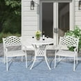 thumbnail image 7 of MEETWARM 3 Piece Patio Bistro Set, Outdoor All-Weather Cast Aluminum Dining Furniture Set Includes 2 Chairs and a 31” Round Table with Umbrella Hole for Garden Deck, White, 7 of 7