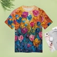 thumbnail image 4 of Vibe Blooming Tulips T Shirts Basic T-Shirt Short Sleeve Ladies Tee Shirt Summer Graphic Clothing, 4 of 6