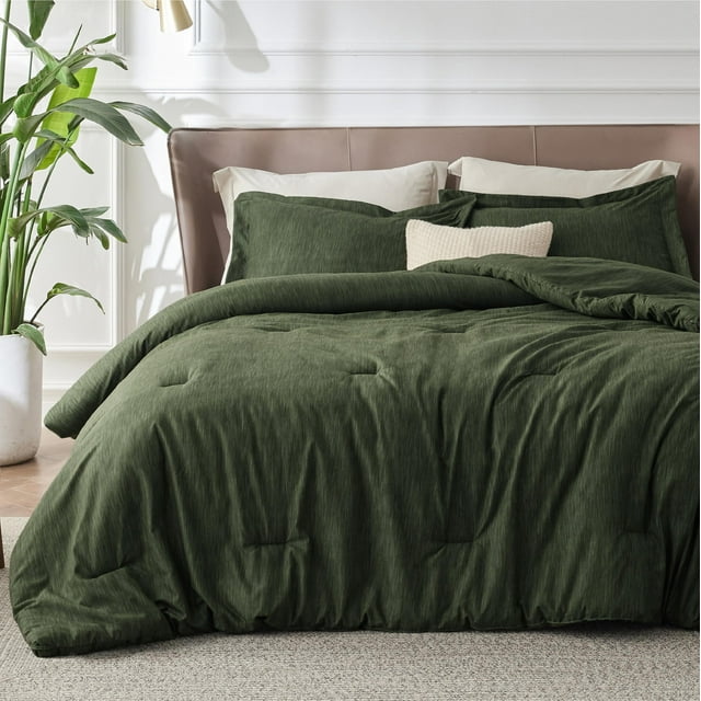Juego de edredón Bedsure Queen verde oscuro con 1 edredón y 2 fundas