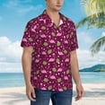 thumbnail image 3 of Sikiie Festive Flamingos Print Men's Hawaiian Shirt, Summer Beach Button Pocket Short Sleeve T-Shirt,Large, 3 of 7