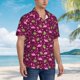 thumbnail image 3 of Fotbe Festive Flamingos Camisa Hawaiana para Hombre Unisex – Camisa Casual de Verano con Botones de Manga Corta de Algodón y Lino,Large, 3 of 7