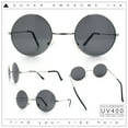 thumbnail image 2 of Kids Size Retro Iconic Hippie Round Circle Lens Metal Rim Sunglasses Silver - Black, 2 of 8
