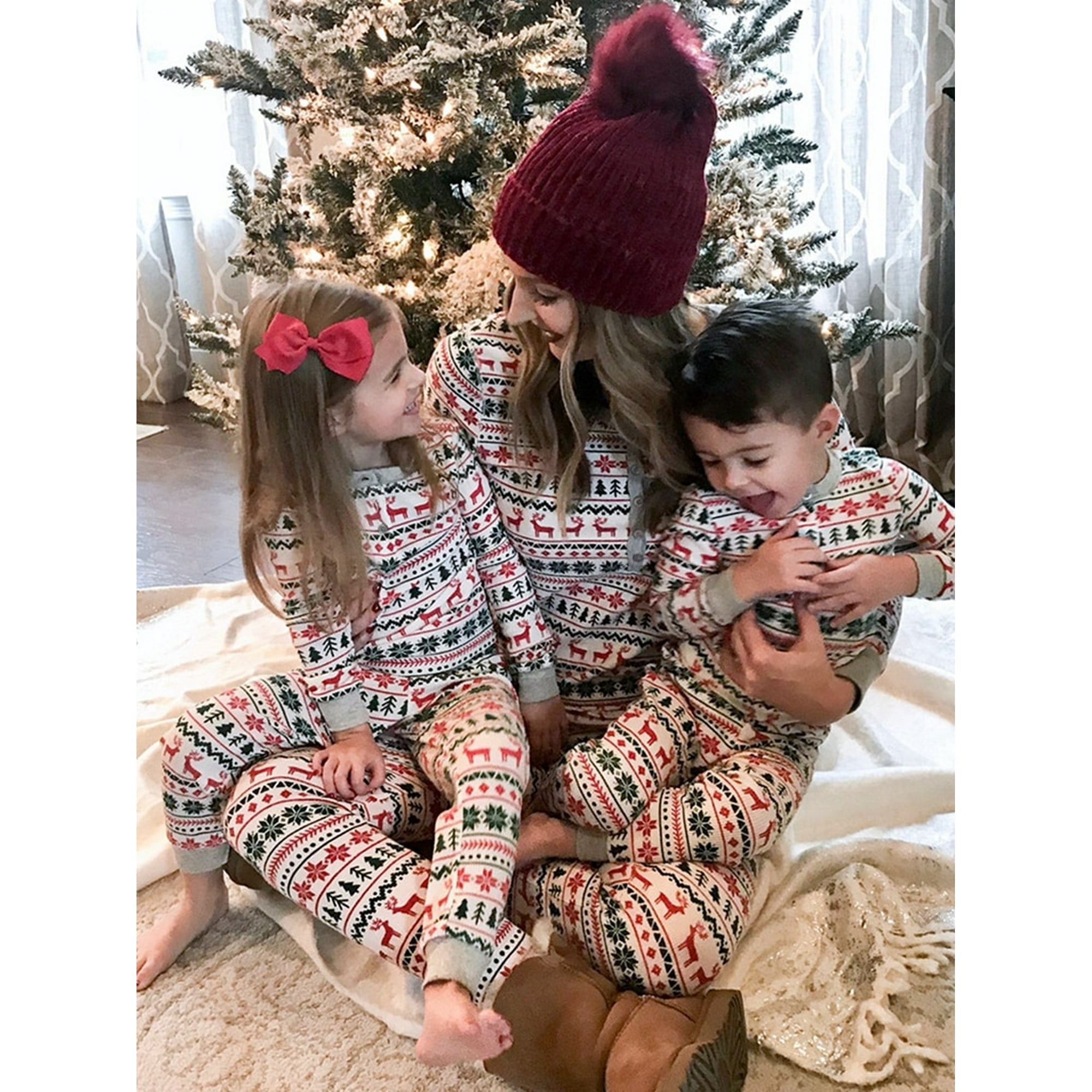 Christmas Family Matching Pajamas Set Mother Father Kids Elk Print Clothes Baby Rompers Family Look Sleepwear Pyjamas Xmas Gift Walmart