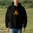 thumbnail image 3 of Men's Loose Fit Hoodie with Front Pocket Long Sleeve Pullover Sweatshirt featuring Orange Circular Leaf Design Relaxed Style, 3 of 7
