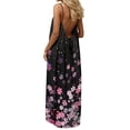 thumbnail image 2 of Idoravan Summer Dresses for Women 2026 Vacation Fashion Women Summer Round-Neck Casual Printed Sleeveless Sleepshirts Sling Backless Dress, 2 of 9