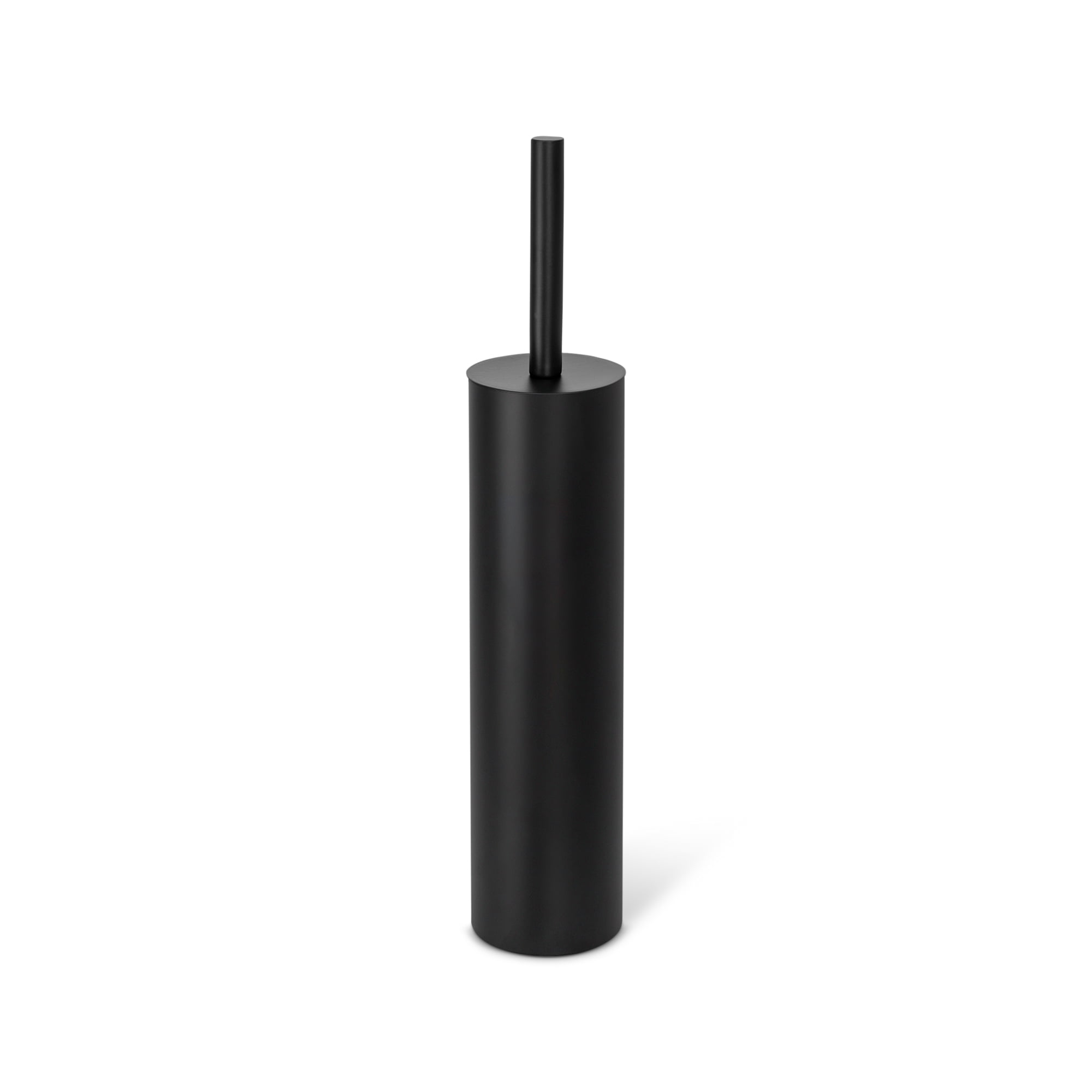 Acento Slim Round Holder, 8 x 8 x 44.5 cm Metal Removable Plastic Liner Tall Toilet Brush in Matte Black