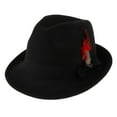 thumbnail image 2 of Men Fedora Hat Wool Felt Crushable Handmade Bowknot Feather Black, 2 of 6