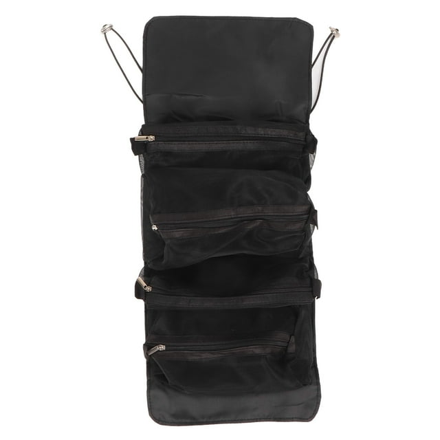 Bolsa de maquillaje desmontable, plegable, 4 en 1, multifunción, con cierre de velcro para viajes al aire libre, color negro