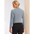 thumbnail image 4 of Chaqueta Corta Casual De Negocios De Oficina De Trabajo Sin Cuello Para Mujer Gris azul3 S, 4 of 6
